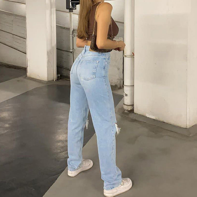 Kobiece Zimowe Jeansy Damskie | Zniszczone
