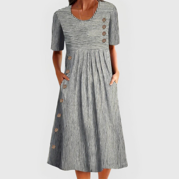 Gestreiftes Damenkleid | Midi