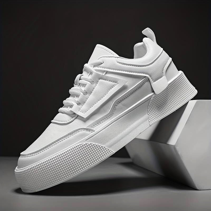 Męskie Modne Białe Sneakersy na Platformie | Stylowe