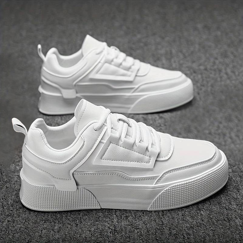 Męskie Modne Białe Sneakersy na Platformie | Stylowe