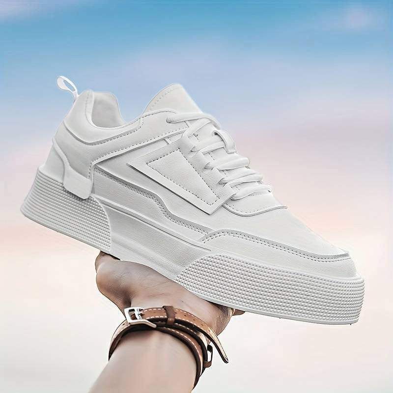 Męskie Modne Białe Sneakersy na Platformie | Stylowe
