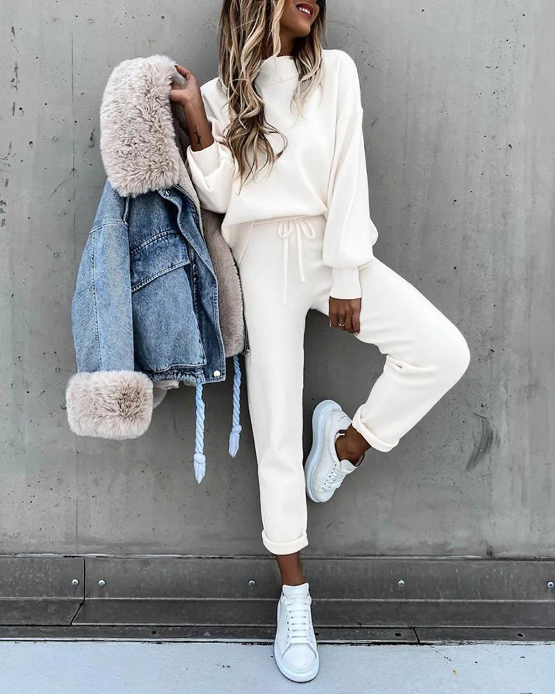 Dres Damski Zestaw | Bluza z Okrągłym Dekoltem i Spodnie Jogger