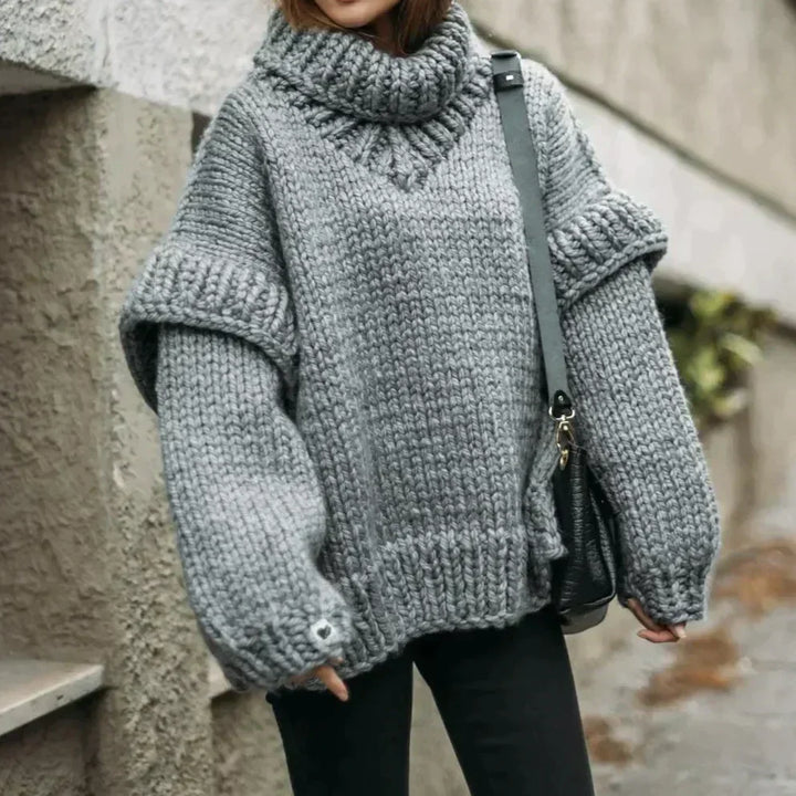 Bluza damska oversize | Z wysokim golfem