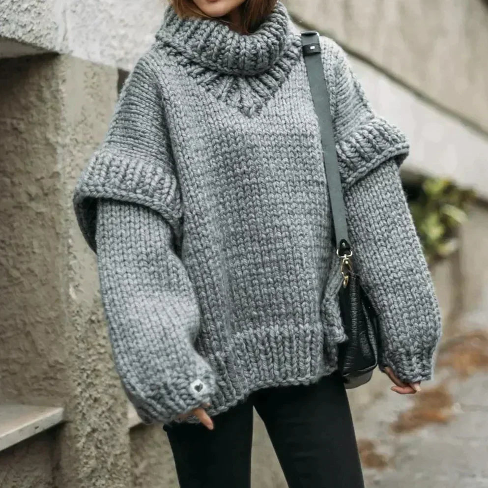 Bluza damska oversize | Z wysokim golfem