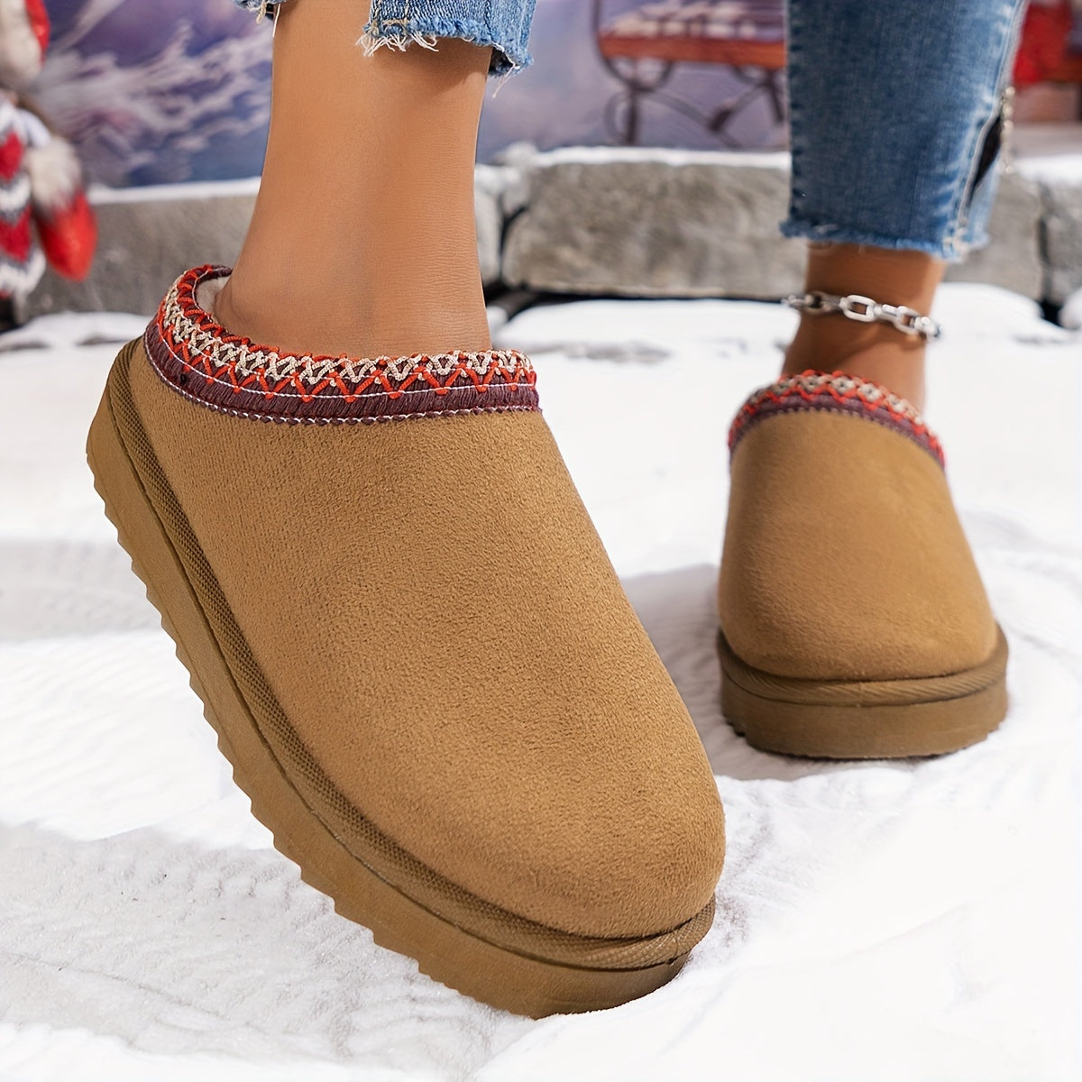 Buty Zimowe Damskie Wsuwane | Okrągły Nosek