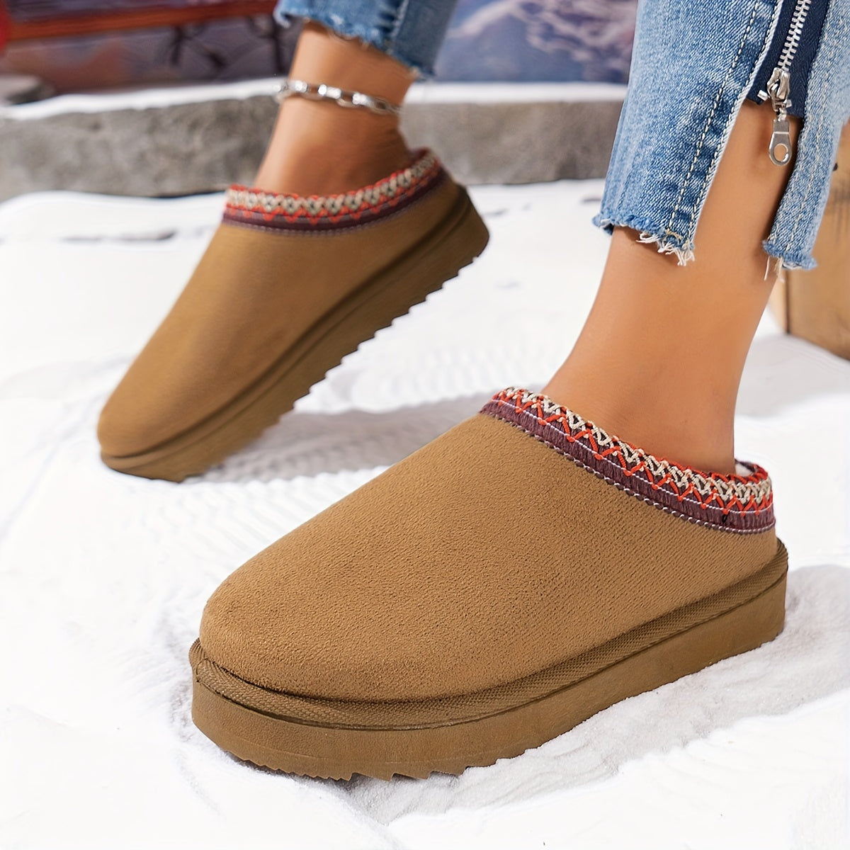 Buty Zimowe Damskie Wsuwane | Okrągły Nosek