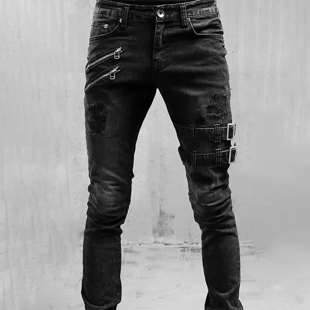 Męskie Modne Jeansy | Skinny z Przetarciami