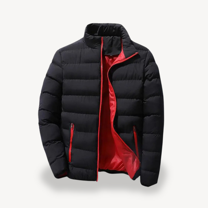 Men's Quilted Winter Jacket | Contrast Zipper