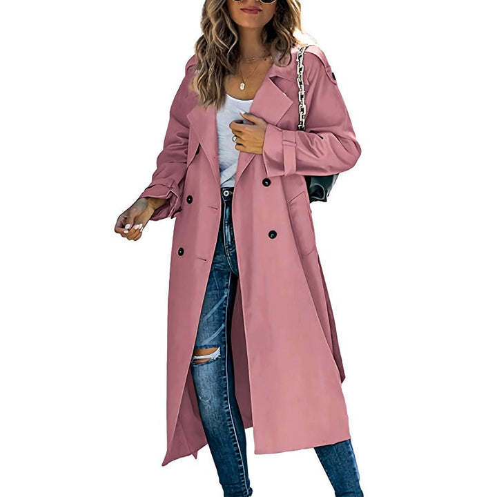 Women's Long Double-Breasted Coat | White