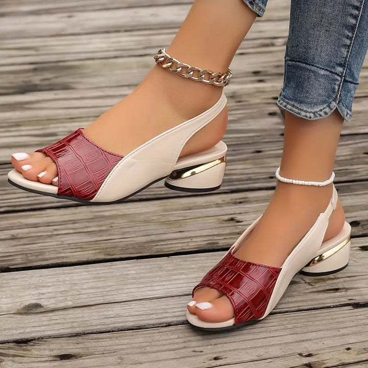 Women's leather sandals with cushioning support