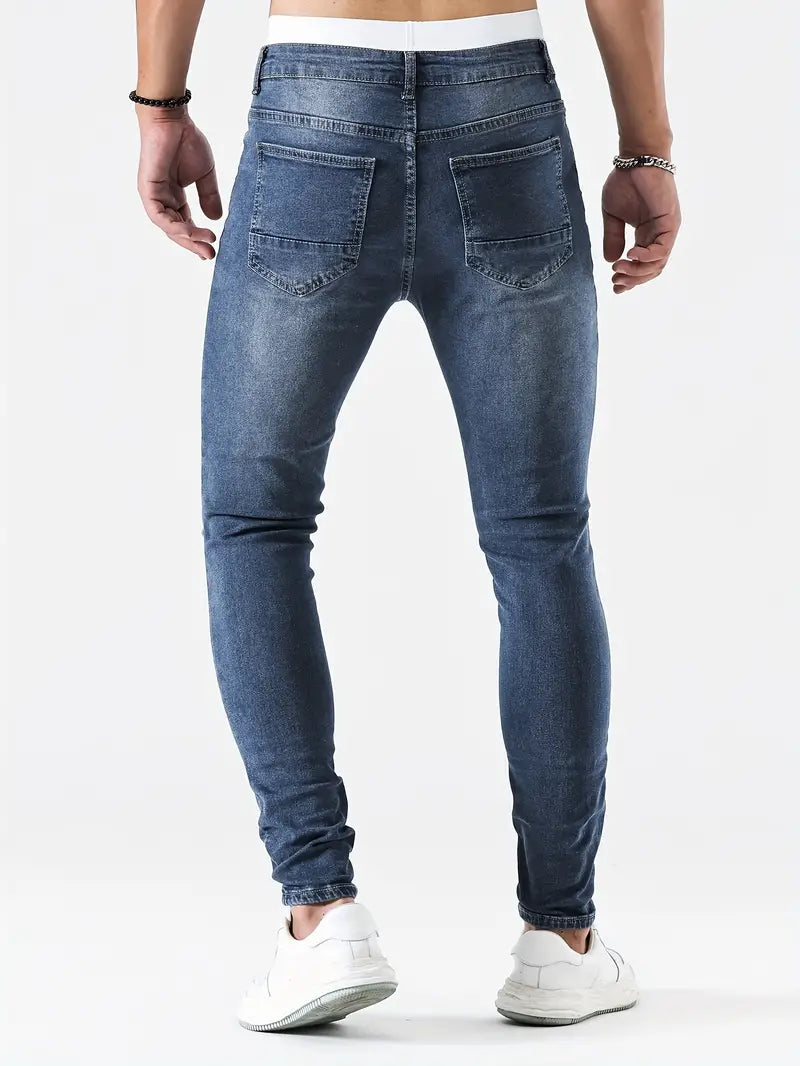 Męskie Przetarte Skinny Jeansy | Stylowe
