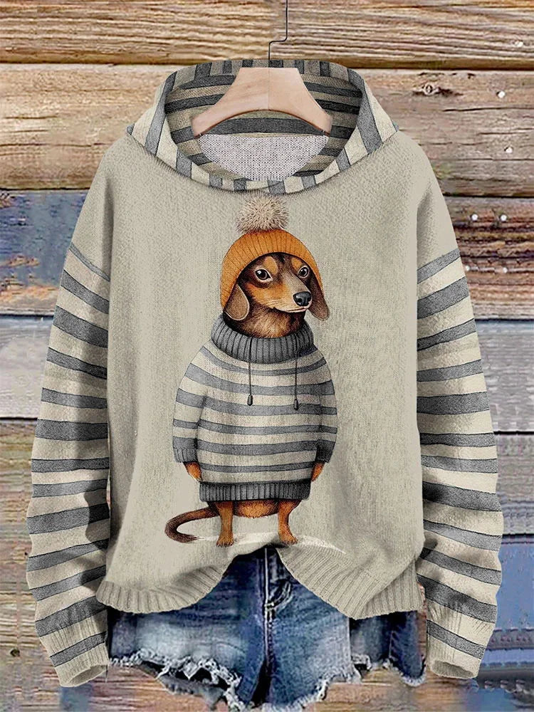Bluza z Kapturem Damski Casual | Z Nadrukiem Psa