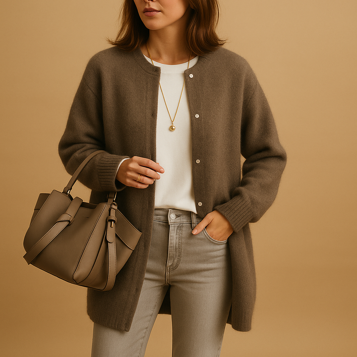 Women's Cardigan with Buttons and Long Sleeves | Long