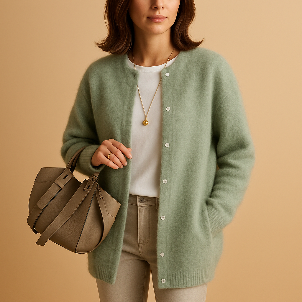 Women's Cardigan with Buttons and Long Sleeves | Long