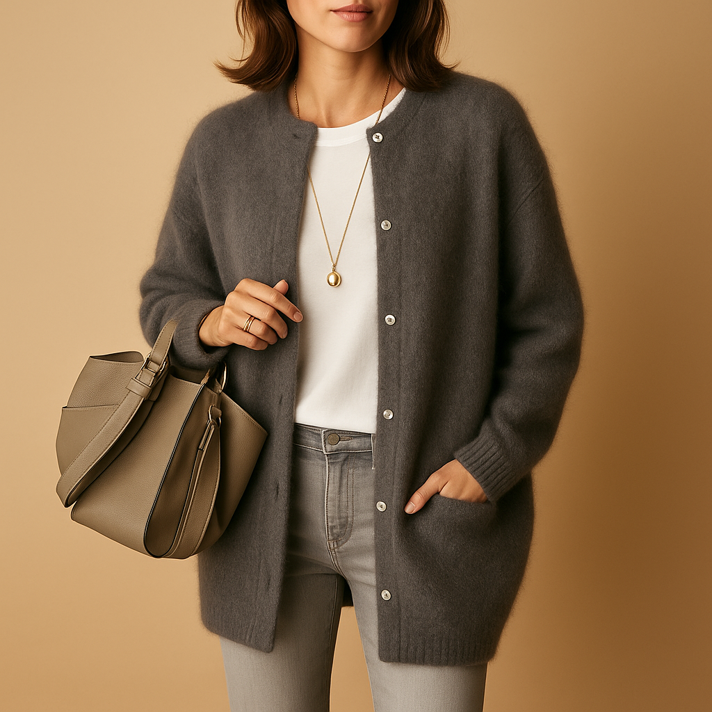 Women's Cardigan with Buttons and Long Sleeves | Long