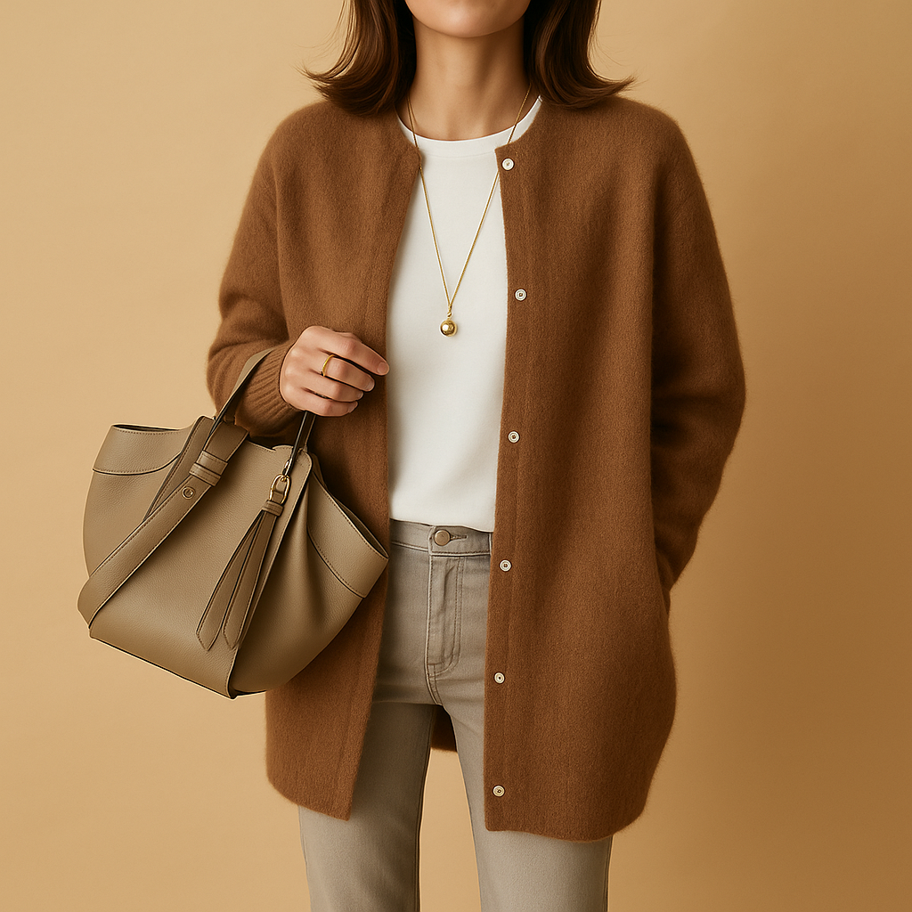 Women's Cardigan with Buttons and Long Sleeves | Long