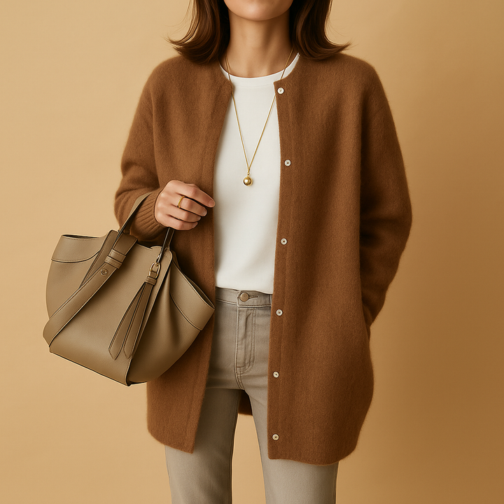 Women's Cardigan with Buttons and Long Sleeves | Long