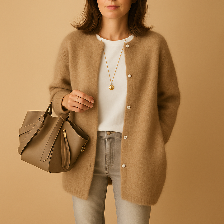 Women's Cardigan with Buttons and Long Sleeves | Long