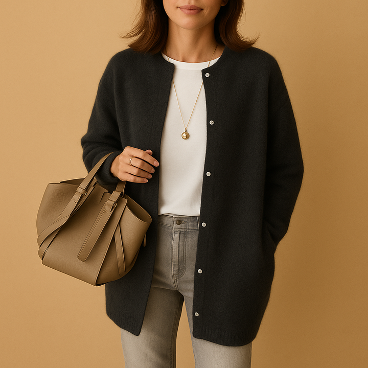 Women's Cardigan with Buttons and Long Sleeves | Long