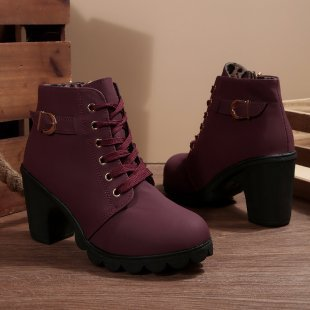 Damen-Stiefeletten mit Absatz und Metallverschluss | Knöchelhoch
