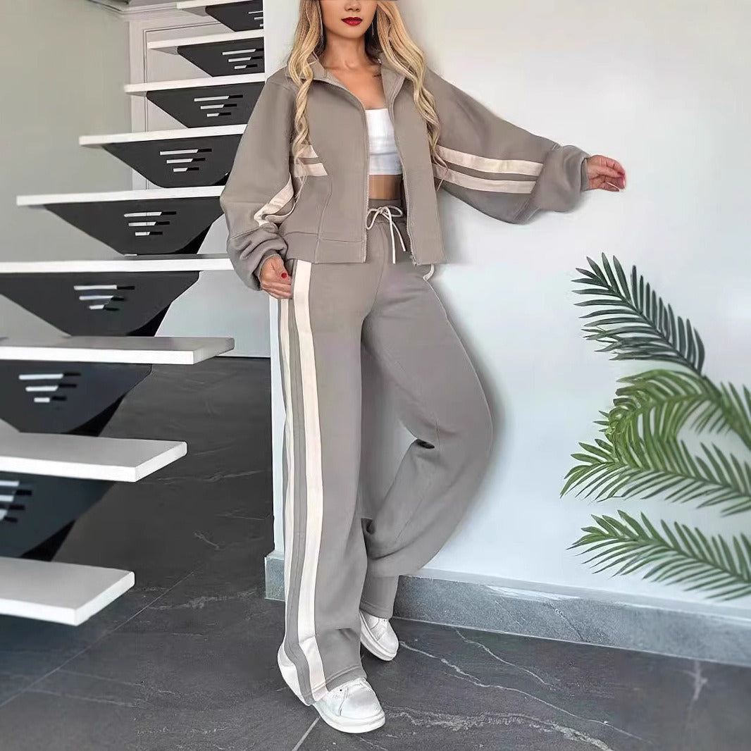 Women's Two-Piece Tracksuit Set | Zip-Up Jacket