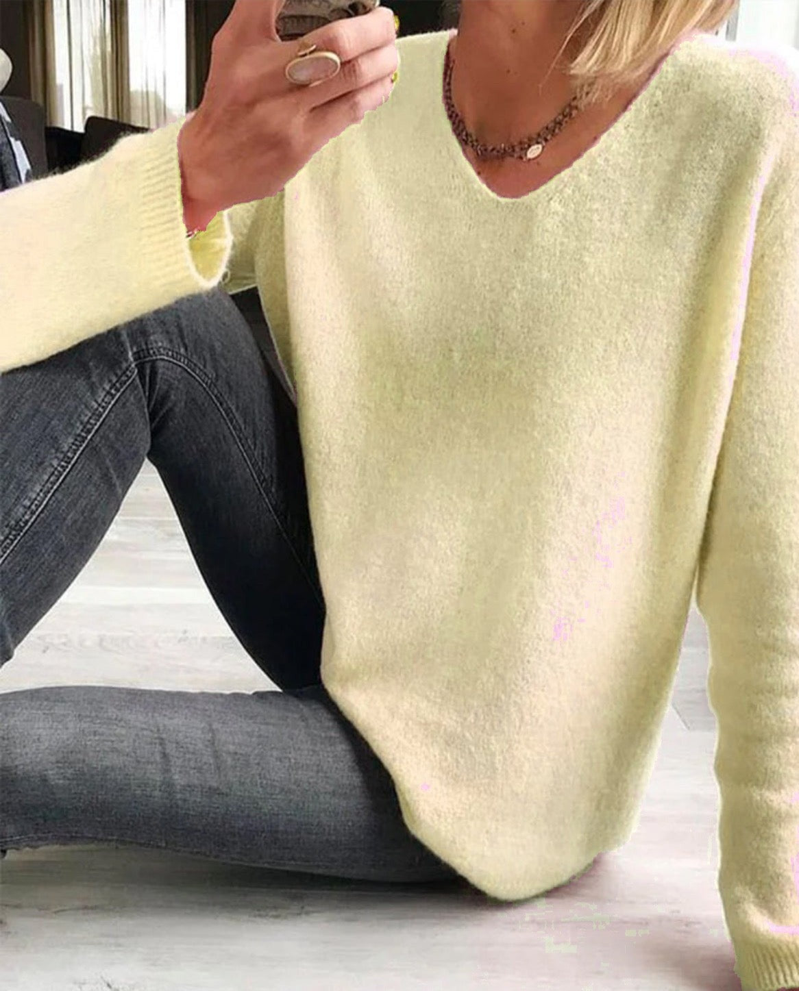 Sweter damski gładki | Długie rękawy