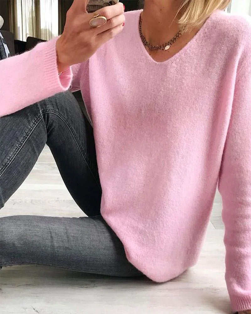 Damenpullover uni | Lange Ärmel