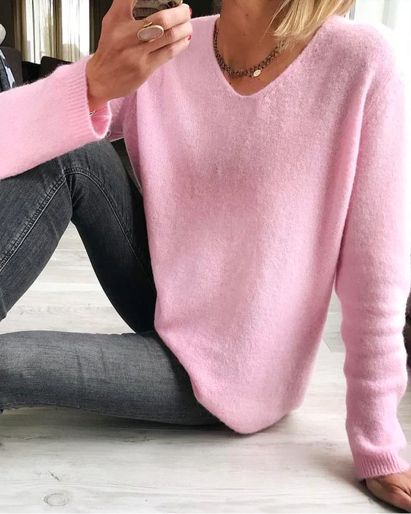 Sweter damski gładki | Długie rękawy
