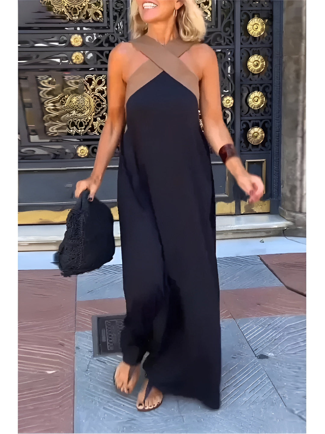 Women's summer dress with a crossover neckline | Midi