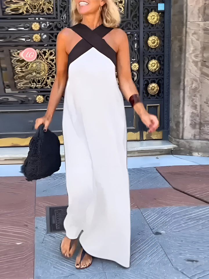 Women's summer dress with a crossover neckline | Midi