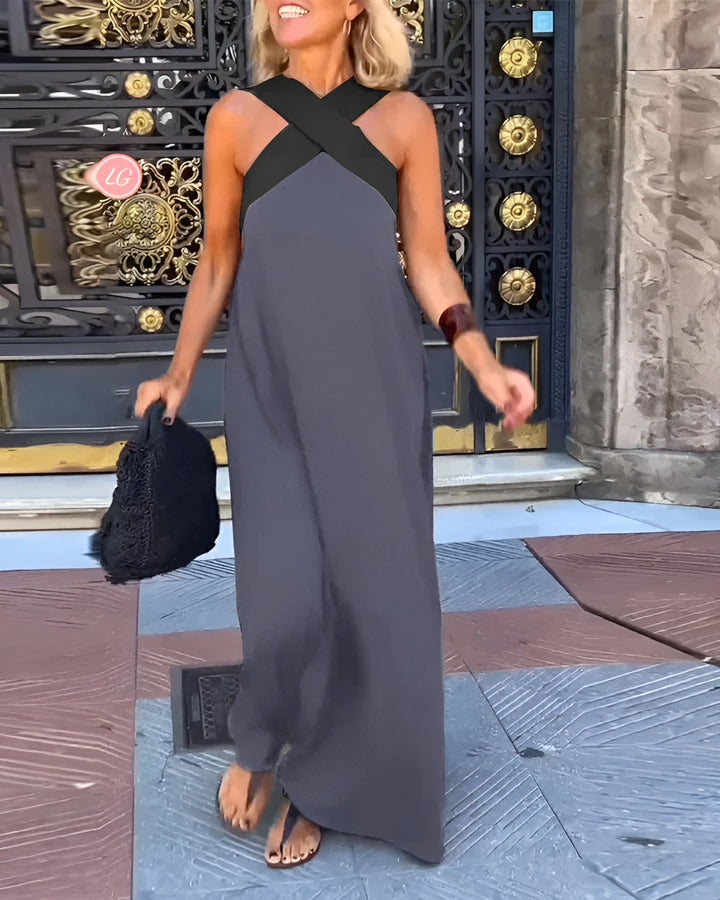 Women's summer dress with a crossover neckline | Midi