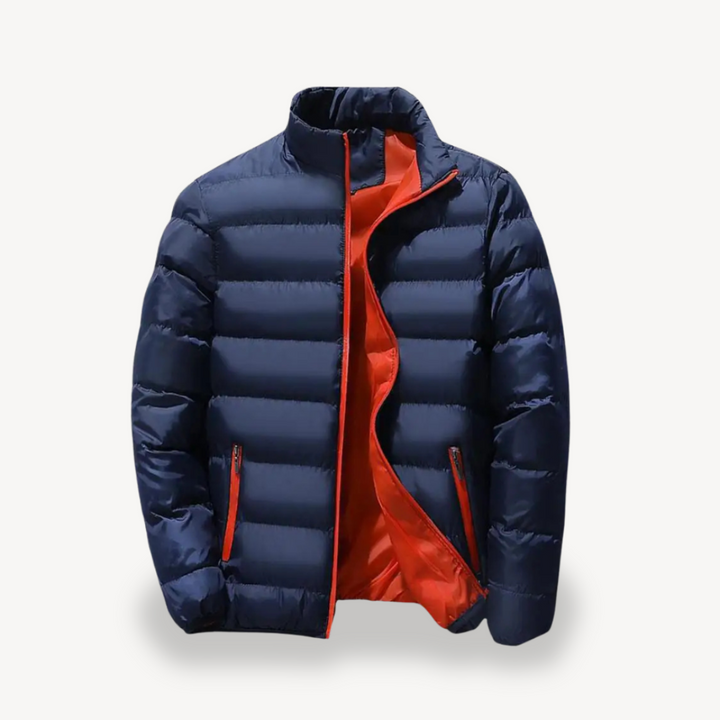 Men's Quilted Winter Jacket | Contrast Zipper