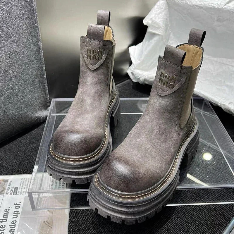 Damskie Nowoczesne Grube Botki | Platforma